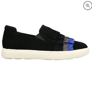 Vaneli Suede Ruffle Slip-On Shoes blue black‎ 9 wide NEW